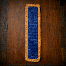 Load image into Gallery viewer, Front Fender Bib, Multiple Colors Of Alligator Print Leather, On Indian Tan Leather, Made To Fit Any Bike