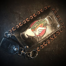 Load image into Gallery viewer, Long Biker Leather Wallet with Chain - Custom Art, Black