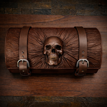 Load image into Gallery viewer, Round Bag for Motorcycles - Nightmare Skull, Brown