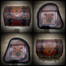 Load image into Gallery viewer, Motorcycle Trunk Bag, Custom Art Fits All Brands of Motorcycles w/ Rear Luggage Rack, Brown