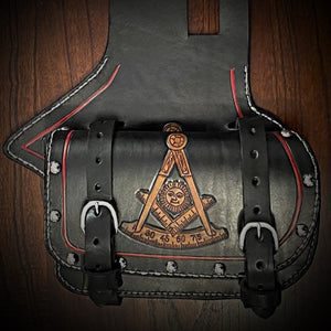 Heat Shield - Custom Art, with Pouch, Metal Studs, & Suede Backing, You Choose the Color of Stitching- Fits Indian Chief, Chieftain, Springfield, Vintage and Roadmaster