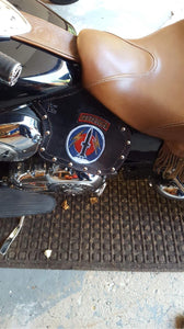 Heat Shield - Military Art, Metal Studs, & Suede Backing, You Choose the Color of Stitching- Fits Indian Chief, Chieftain, Springfield, Vintage and Roadmaster