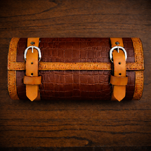 Load image into Gallery viewer, Tool Bag for Motorcycles - Alligator Print Leather, On Indian Tan Leather