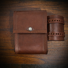 Load image into Gallery viewer, Rear Crash Bar Bag w/ Fuel Bottle/Cup Holder - Custom Art, Brown