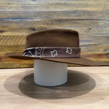 Load image into Gallery viewer, The Gangster Teardrop Crown Fedora, Brown Felt, Choose The Color Of Bandana