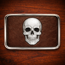 Load image into Gallery viewer, Belt Buckle Skull In Brown Leather