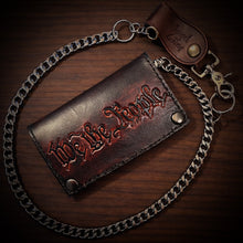 Load image into Gallery viewer, Long Biker Leather Wallet with Chain 
- Custom Art, Brown