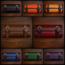 Load image into Gallery viewer, Tool Bag for Motorcycles - Alligator Print Leather, On Brown Leather