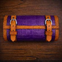Load image into Gallery viewer, Tool Bag for Motorcycles - Alligator Print Leather, On Indian Tan Leather