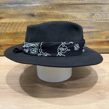 Load image into Gallery viewer, The Gangster Folded Crown Fedora, Black Felt, Choose The Color Of Bandana