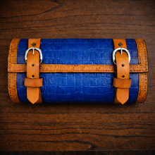 Load image into Gallery viewer, Tool Bag for Motorcycles - Alligator Print Leather, On Indian Tan Leather