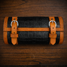 Load image into Gallery viewer, Tool Bag for Motorcycles - Alligator Print Leather, On Indian Tan Leather