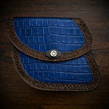 Load image into Gallery viewer, Swing Arm Bag - Fits Indian Scout &amp; Chief Models, With Alligator Print, On Brown Leather