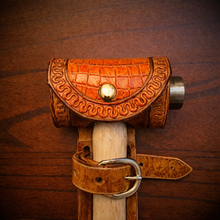 Load image into Gallery viewer, Ball Peen Hammer Carrier for Motorcycles, Alligator Print Leather On Indian Tan Leather