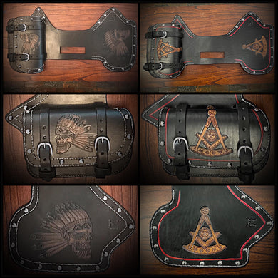 Heat Shield - Custom Art, with Pouch, Metal Studs, & Suede Backing, You Choose the Color of Stitching- Fits Indian Chief, Chieftain, Springfield, Vintage and Roadmaster