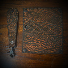 Load image into Gallery viewer, Long Biker Exotic Leather Wallet with Chain - Genuine Old Oak Whisky Color Elephant Leather (Ships Now) Only 2 Left