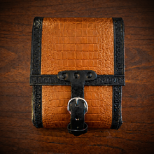 Load image into Gallery viewer, Rear Crash Bar Bag - Alligator Print Leather, On Black Leather