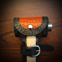 Load image into Gallery viewer, Ball Peen Hammer Carrier for Motorcycles, Alligator Print Leather On Black Leather