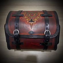 Load image into Gallery viewer, Motorcycle Trunk Bag, Custom Art Fits All Brands of Motorcycles w/ Rear Luggage Rack, Brown