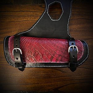 Heat Shield for Indian Scout Motorcycles, Double Pouch, Red Alligator Print
