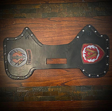 Heat Shield - Military Art, Metal Studs, & Suede Backing, You Choose the Color of Stitching- Fits Indian Chief, Chieftain, Springfield, Vintage and Roadmaster