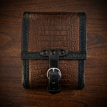 Load image into Gallery viewer, Rear Crash Bar Bag - Alligator Print Leather, On Black Leather