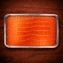 Load image into Gallery viewer, Belt Buckle With Alligator Print Leather (Ships Now)