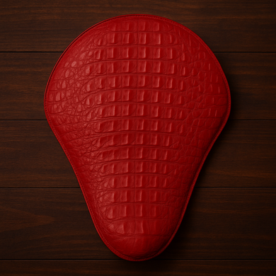 Chopper/Bobber Pan seat - Crocodial Print, Red