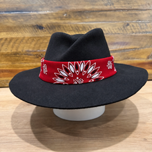 Load image into Gallery viewer, The Gangster Folded Crown Fedora, Black Felt, Choose The Color Of Bandana