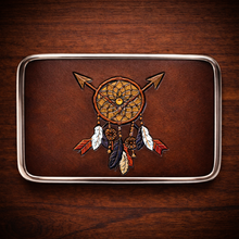 Load image into Gallery viewer, Belt Buckle Dreamcatcher In Brown Leather