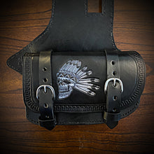 Load image into Gallery viewer, Heat Shield - Flying Native Skull, Black, Double Pouch, Fits Indian Chief, Chieftain, Springfield, Vintage and Roadmaster