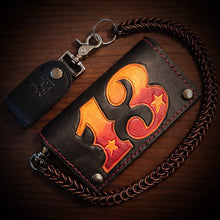 Load image into Gallery viewer, Long Biker Leather Wallet with Chain
- Unlucky 13 Red Stitching