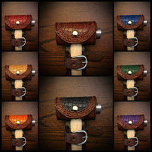 Load image into Gallery viewer, Ball Peen Hammer Carrier for Motorcycles, Alligator Print Leather On Brown Leather