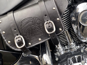 Heat Shield - Custom Art, Double Pouch, Metal Studs, & Suede Backing, You Choose the Color of Stitching- Fits Indian Chief, Chieftain, Springfield, Vintage and Roadmaster