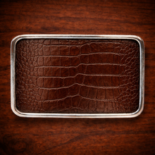 Load image into Gallery viewer, Belt Buckle With Alligator Print Leather (Ships Now)