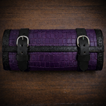 Load image into Gallery viewer, Tool Bag for Motorcycles - Alligator Print Leather, On Black Leather