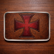 Load image into Gallery viewer, Belt Buckle Iron Cross In Brown Leather