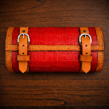 Load image into Gallery viewer, Tool Bag for Motorcycles - Alligator Print Leather, On Indian Tan Leather