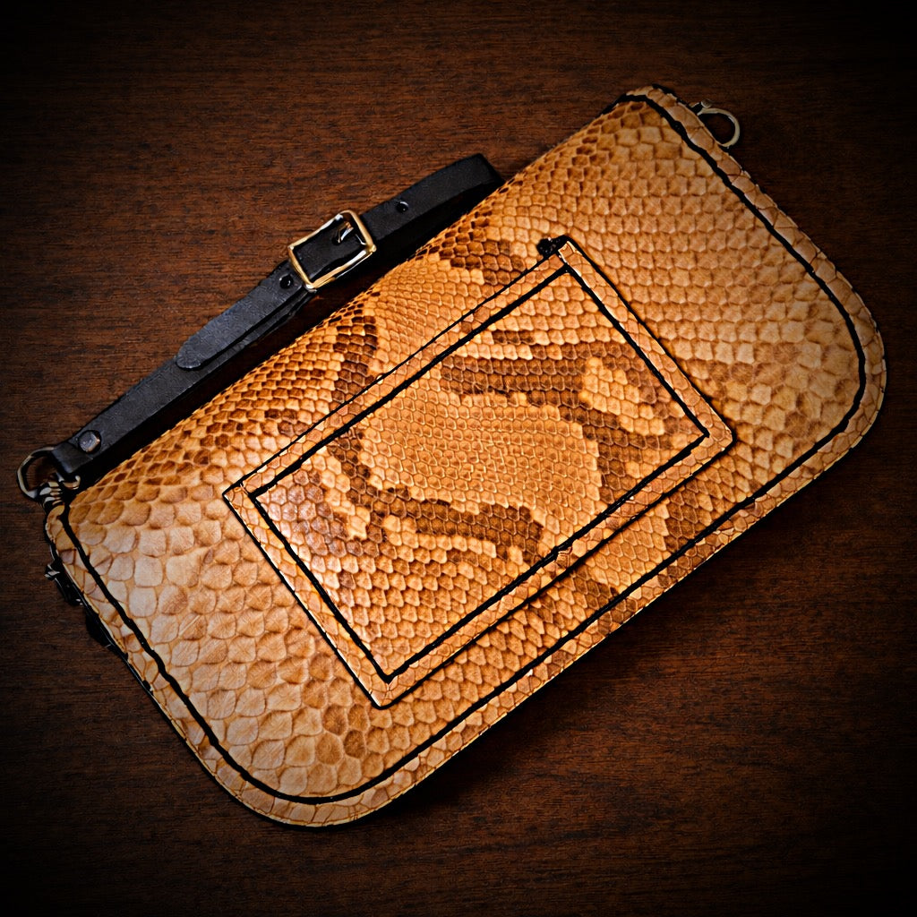 Clutch - Genuine Python, Tan – Forged Glory Custom Leather Craft