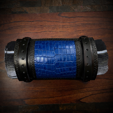Load image into Gallery viewer, Bedroll for Motorcycles - Generation 2, Alligator Print Leather, On Black Leather
