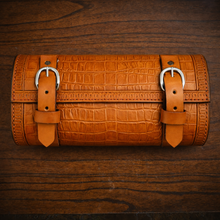 Load image into Gallery viewer, Tool Bag for Motorcycles - Alligator Print Leather, On Indian Tan Leather