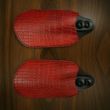 Load image into Gallery viewer, Leather Covered Handlebar Hand Guards Custom Colors American Alligator