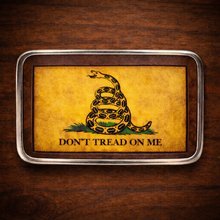 Load image into Gallery viewer, Belt Buckle Gadsden Flag In Brown Leather