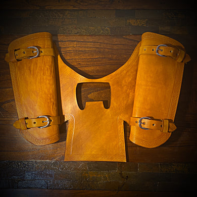 Heat Shield with 2 pouches for Indian Scout Motorcycle w/ 1920/Tractor Seat - Custom Art, Tan