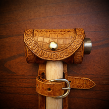 Load image into Gallery viewer, Ball Peen Hammer Carrier for Motorcycles, Alligator Print Leather On Indian Tan Leather