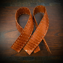 Load image into Gallery viewer, Leather Alligator Print, Wraps For Handlebars, Highway Bars/Crash bars, Front Or Rear Custom Color (Ships Now)