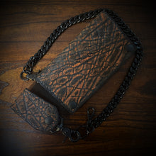 Load image into Gallery viewer, Long Biker Exotic Leather Wallet with Chain - Genuine Old Oak Whisky Color Elephant Leather (Ships Now) Only 2 Left