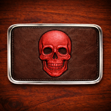 Load image into Gallery viewer, Belt Buckle Custom Art On Brown Leather