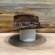 Load image into Gallery viewer, The Gangster Teardrop Crown Fedora, Brown Felt, Choose The Color Of Bandana