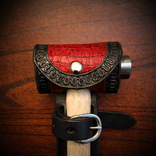 Load image into Gallery viewer, Ball Peen Hammer Carrier for Motorcycles, Alligator Print Leather On Black Leather